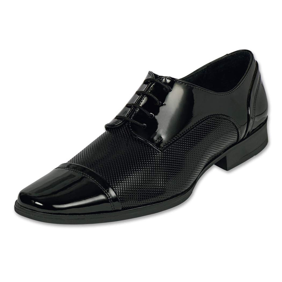Incognita- Zapatos para Hombre de Vestir con Texturas en costados, Estilo Charol con Suela sintética, Color Negro
