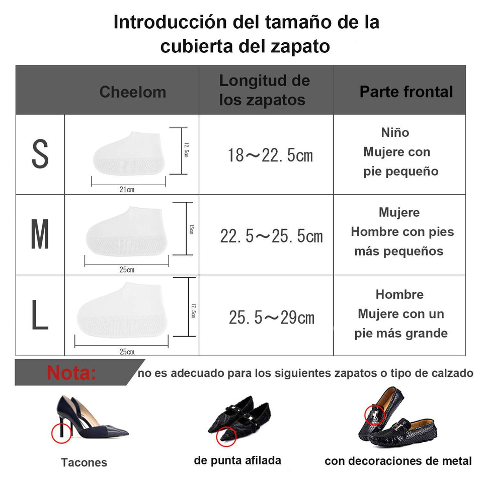 Cheelom Cubierta del Zapato Impermeable Portátil Lluvia Nieve Protección contra el Barro Ducha de Lluvia Contramedida de Lluvia Aplicable a Adultos y niños